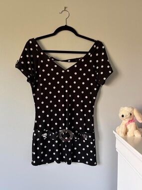 Frank Lyman Design Black and White Polka Dot Top